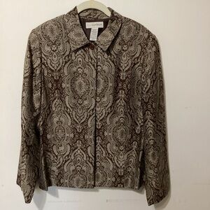 Sag Harbor Vintage-Inspired Paisley Print Jacket Earth Tones Lined Size 12